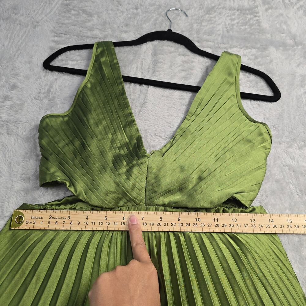 Abercrombie & Fitch Green Pleated Maxi Dress Sz S Cutout Open Back Wedding Guest - Picture 11 of 13
